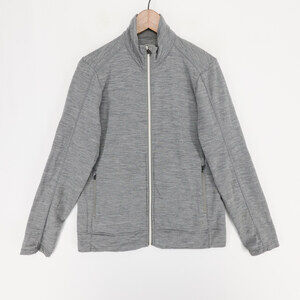 Icebreaker Dia Jacket Womens L Gray Heather Merino Wool Full Zip Pockets